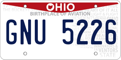 OH license plate GNU5226