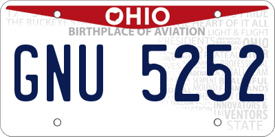 OH license plate GNU5252