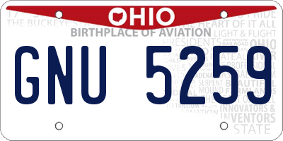 OH license plate GNU5259