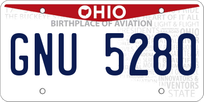 OH license plate GNU5280