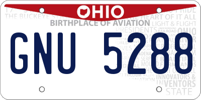 OH license plate GNU5288