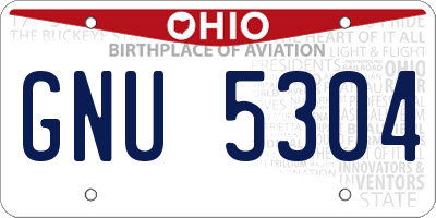 OH license plate GNU5304