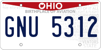 OH license plate GNU5312