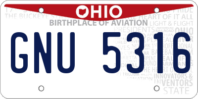 OH license plate GNU5316
