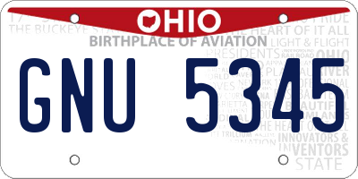 OH license plate GNU5345