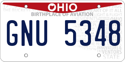OH license plate GNU5348