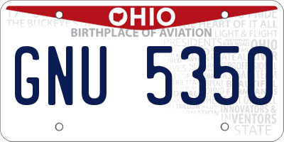OH license plate GNU5350