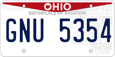 OH license plate GNU5354