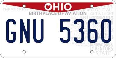 OH license plate GNU5360
