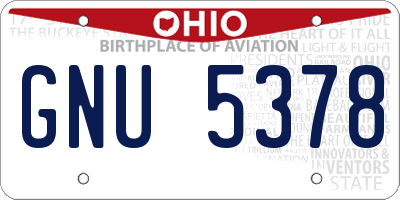 OH license plate GNU5378
