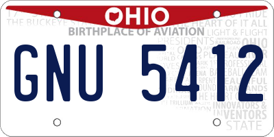 OH license plate GNU5412