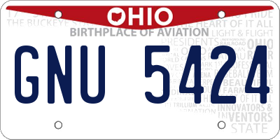 OH license plate GNU5424