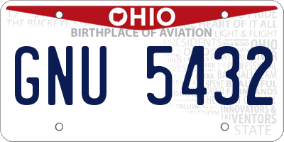 OH license plate GNU5432