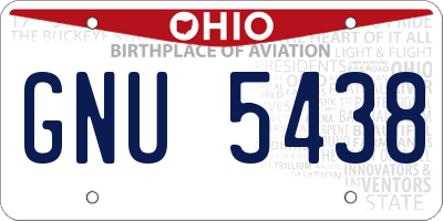OH license plate GNU5438