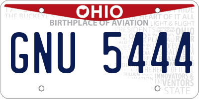 OH license plate GNU5444