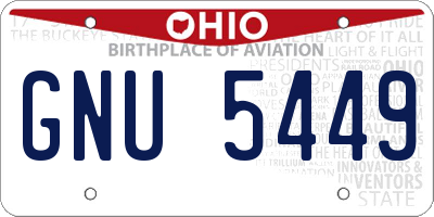 OH license plate GNU5449