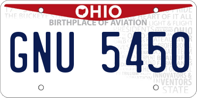 OH license plate GNU5450