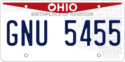 OH license plate GNU5455