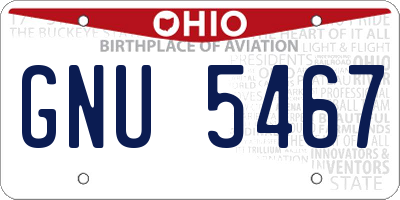 OH license plate GNU5467