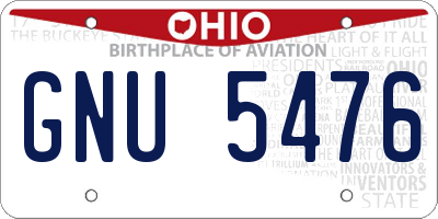 OH license plate GNU5476