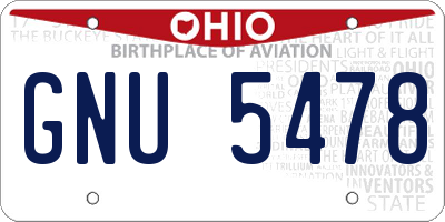 OH license plate GNU5478
