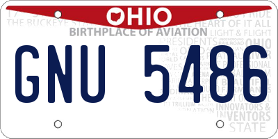 OH license plate GNU5486