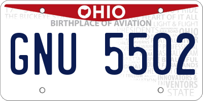 OH license plate GNU5502
