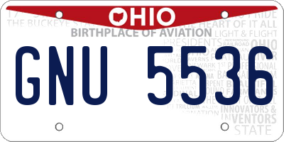 OH license plate GNU5536