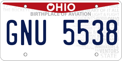 OH license plate GNU5538