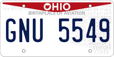 OH license plate GNU5549