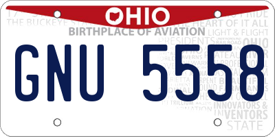 OH license plate GNU5558