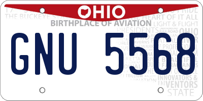 OH license plate GNU5568