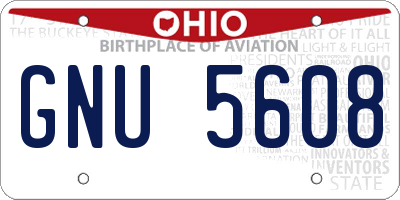 OH license plate GNU5608