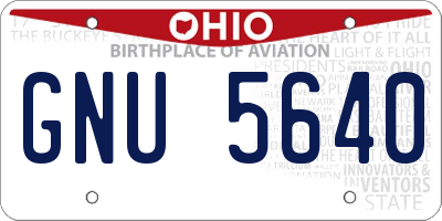 OH license plate GNU5640