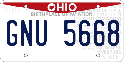 OH license plate GNU5668