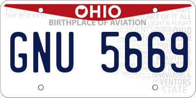 OH license plate GNU5669