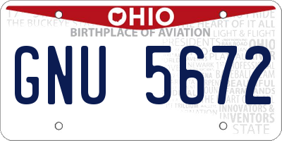 OH license plate GNU5672