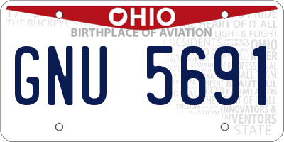 OH license plate GNU5691