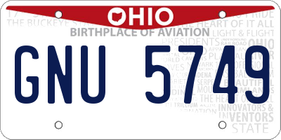 OH license plate GNU5749