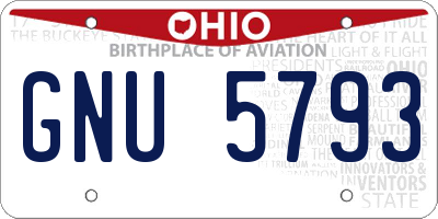 OH license plate GNU5793