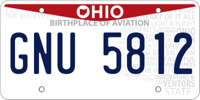 OH license plate GNU5812