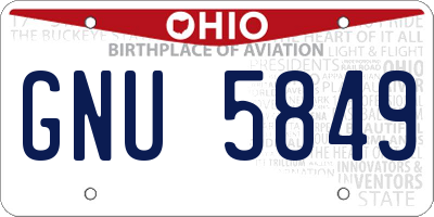 OH license plate GNU5849