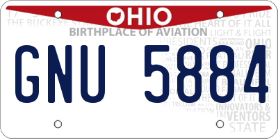 OH license plate GNU5884