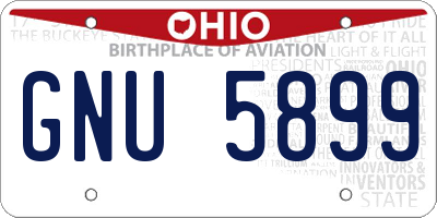 OH license plate GNU5899