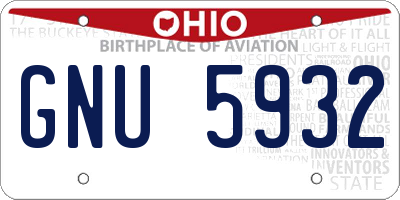 OH license plate GNU5932