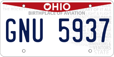OH license plate GNU5937