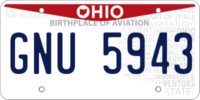 OH license plate GNU5943