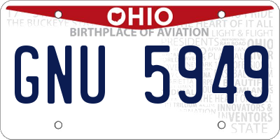 OH license plate GNU5949