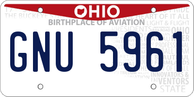 OH license plate GNU5961