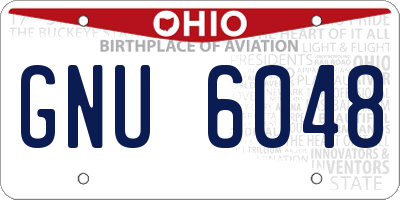 OH license plate GNU6048